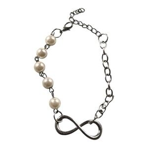 Fashion silver tone infinity bracelet w/faux pearls Women’s jewelry